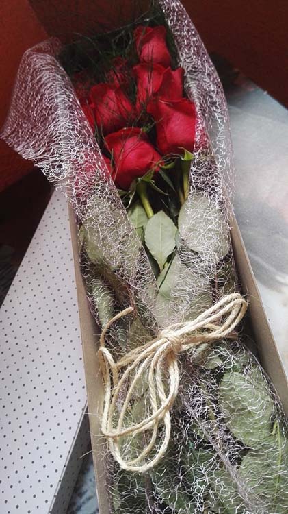 Caja de 12 Rosas y Cuadro Vintage Decorativo